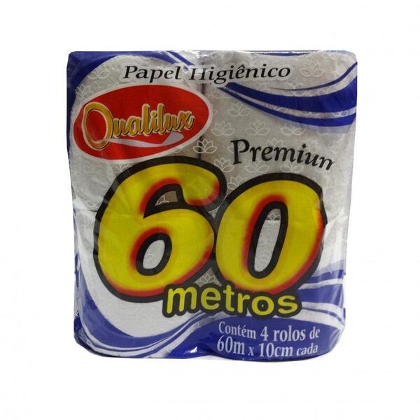 Kit 2 Papel Higiênico Branco Macio Premium Rolo 10cmx60m 4un