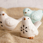 Kit 2 Pássaros Decorativos Cerâmica Brancos 10x7x6,5cm Lyor