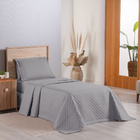 Kit 2 Pçs Cobre Leito Solteiro Dupla Face Matelado Cinza