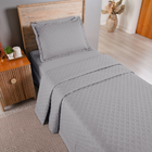 Kit 2 Pçs Cobre Leito Solteiro Dupla Face Matelado Cinza