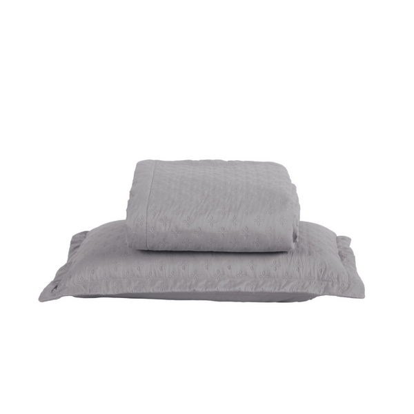 Kit 2 Pçs Cobre Leito Solteiro Dupla Face Matelado Cinza