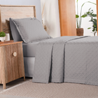 Kit 2 Pçs Cobre Leito Solteiro Dupla Face Matelado Cinza