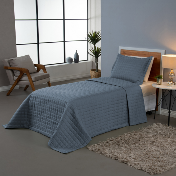 Kit 2 Pçs Cobre Leito Solteiro Percal 300 Fios Azul