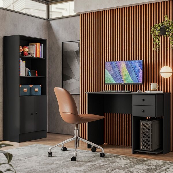 Kit 2 Peças 1 Escrivaninha 2 Gavetas E 1 Armário Gamer 2 Port