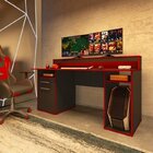 Kit 2 Peças 1 Mesa Gamer Com Led 1 Estante 5 Prateleiras Mult