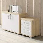 Kit 2 Peças Balcão Baixo 2 Portas Com Gaveteiro Volante 3 Gav