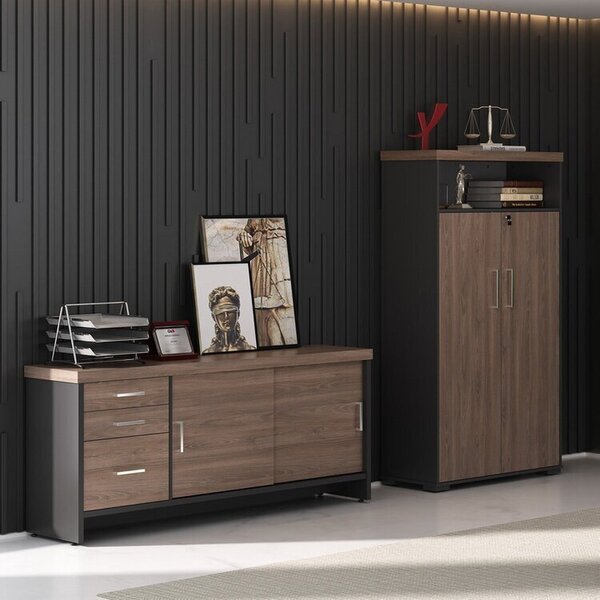 Kit 2 Peças Com Balcão Organizador E Armário Multiuso 2 Porta