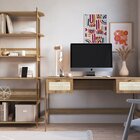 Kit 2 Peças Com Escrivaninha 2 Gavetas E Estante Palhinha Pé