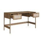 Kit 2 Peças Com Escrivaninha 2 Gavetas E Estante Palhinha Pé