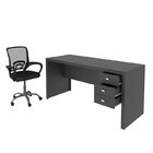 Kit 2 Peças Com Escrivaninha 3 Gavetas Com Cadeira De Escritó