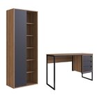 Kit 2 Peças Com Escrivaninha 3 Gavetas E Livreiro Mel / Grafi