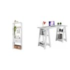 Kit 2 Peças Com Escrivaninha Cavalete E Estante 1 Gaveta 2 Pr