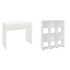 Kit 2 Peças Com Escrivaninha Com Gaveta E Estante Para Livros