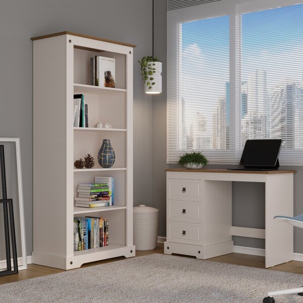 Kit 2 Peças Com Escrivaninha Com Tampo Em Madeira Maciça E Es