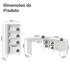 Kit 2 Peças Com Escrivaninha Em L 3 Gavetas E Armário Multius