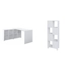 Kit 2 Peças Com Escrivaninha Em L 8 Nichos E Estante Livreiro