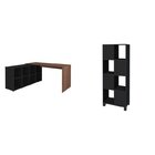 Kit 2 Peças Com Escrivaninha Em L 8 Nichos E Estante Livreiro