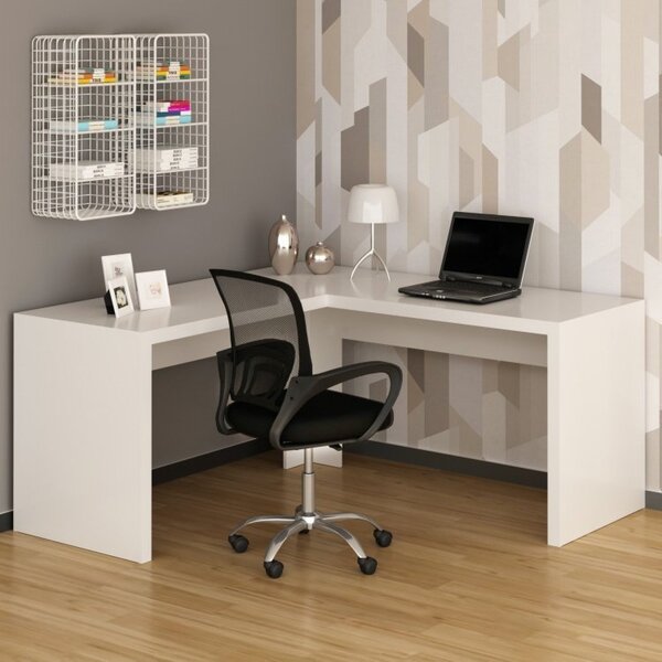 Kit 2 Peças Com Escrivaninha Em L Angular Com Cadeira De Escr