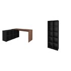 Kit 2 Peças Com Escrivaninha Em L Cubos E Estante Livreiro Pr