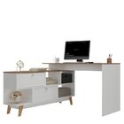 Kit 2 Peças Com Escrivaninha Em L E Estante 1 Porta Retrô Bra