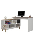 Kit 2 Peças Com Escrivaninha Em L Retrô 136x120cm E Estante 1