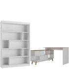 Kit 2 Peças Com Escrivaninha Em L Retrô 136x120cm E Estante 1