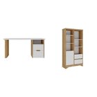 Kit 2 Peças Com Escrivaninha Florence Com Pés Ripado E Estant