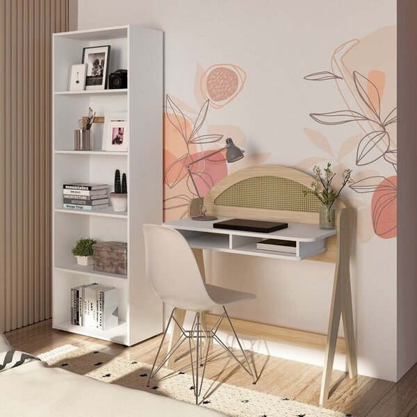 Kit 2 Peças Com Escrivaninha Juli E Estante Naturale/branco