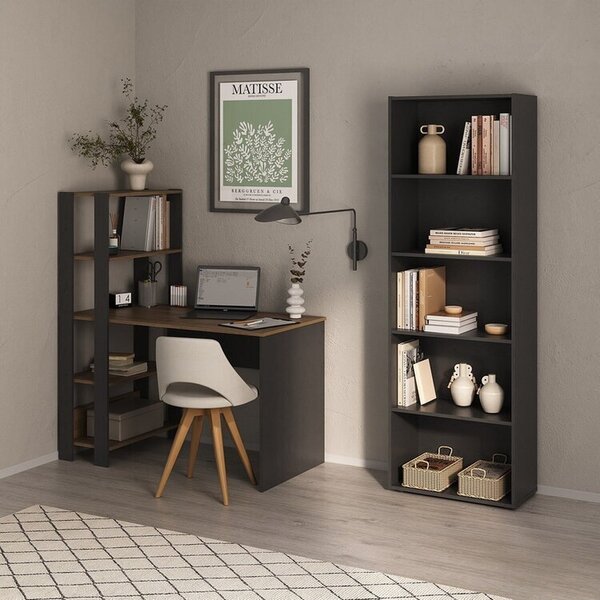 Kit 2 Peças Com Escrivaninha Match E Estante Para Livros 5 Pr