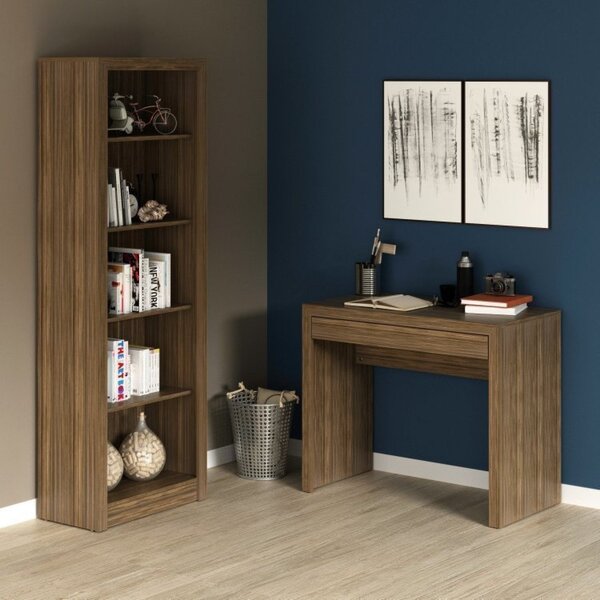 Kit 2 Peças Com Escrivaninha Me4107 90cm E Estante 4 Pratelei