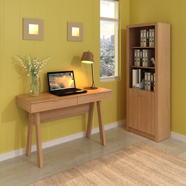 Kit 2 Peças Com Escrivaninha Me4128 120cm E Estante 2 Pratele