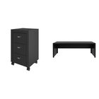 Kit 2 Peças Com Escrivaninha Mesa Escritório Me4185 E Gavetei