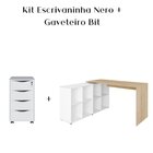 Kit 2 Peças Com Escrivaninha Nero Em L Com 8 Nichos E Gavetei