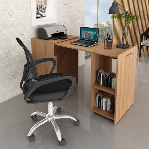 Kit 2 Peças Com Escrivaninha Retrátil Para Escritório Com Cad