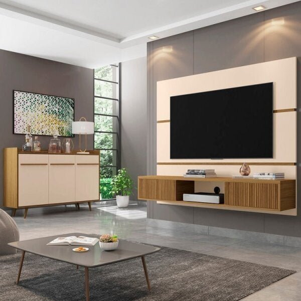 Kit 2 Peças Com Estante Para Tv Até 65 Polegadas E Buffet Atl