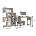 Kit 2 Peças Com Mesa E Estante Com Nichos Nature/verde