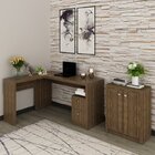 Kit 2 Peças Com Mesa Para Escritório Em L E Armário Multiuso