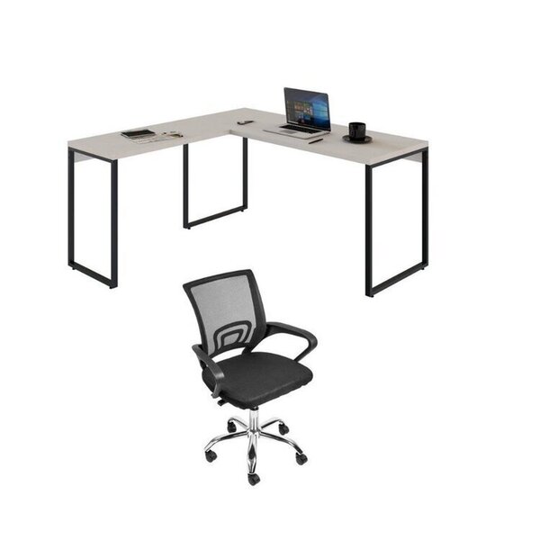 Kit 2 Peças Com Mesa Para Escritorio Em L Industrial 150cm Ku