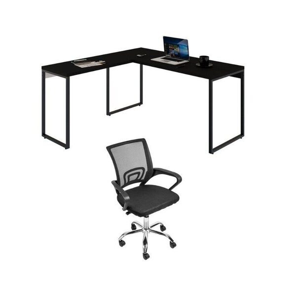 Kit 2 Peças Com Mesa Para Escritorio Em L Industrial 150cm Ku