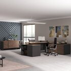 Kit 2 Peças Com Mesa Presidente Em Tamburato E Balcão Organiz