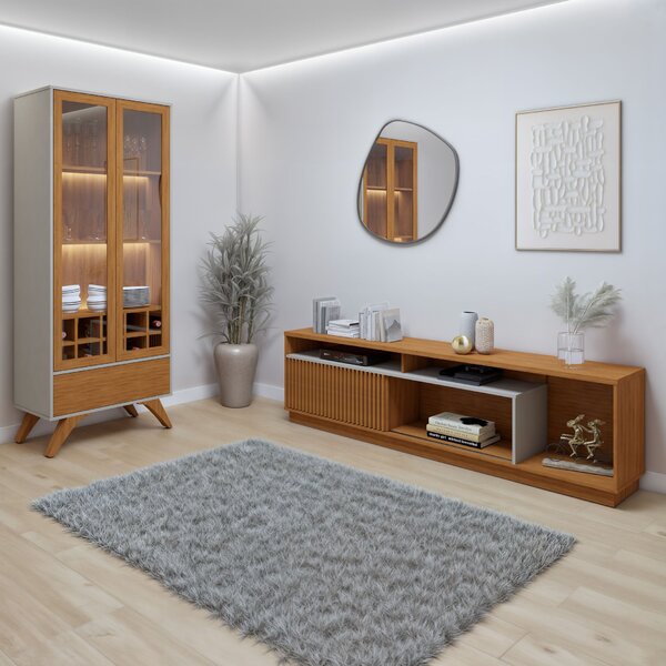 Kit 2 Peças Com Rack Para Tv Até 75 Polegadas Granada E Crist