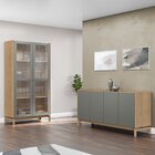 Kit 2 Peças Cristaleira 2 Portas  De Vidro E Balcão 4 Portas