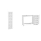 Kit 2 Peças Escrivaninha 120 Cm 7 Gavetas Com Estante Multius