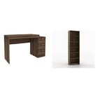 Kit 2 Peças Escrivaninha 3 Gavetas Estante Livreiro 5 Pratele