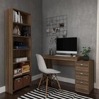 Kit 2 Peças Escrivaninha 3 Gavetas Estante Livreiro 5 Pratele