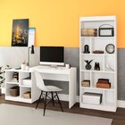 Kit 2 Peças Escrivaninha 4 Nichos Estante Livreiro 4 Pratelei