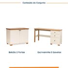 Kit 2 Peças Escrivaninha E Armário 2 Portas Pés Em Madeira Ma