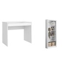Kit 2 Peças Escrivaninha Facility Com Estante  Branco