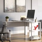 Kit 2 Peças Estante 10 Nichos E Mesa Escritório Em L Espresso