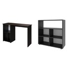 Kit 2 Peças Mesa Escrivaninha Com 3 Nichos Veneta E Estante M